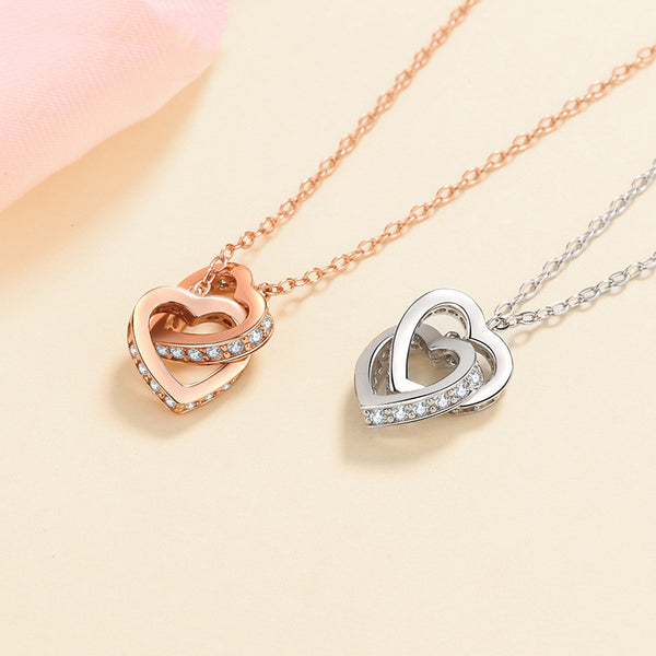 Interlocking Heart Moissanite Necklace