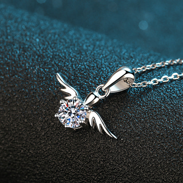 Angel Wing Moissanite Wedding Necklace