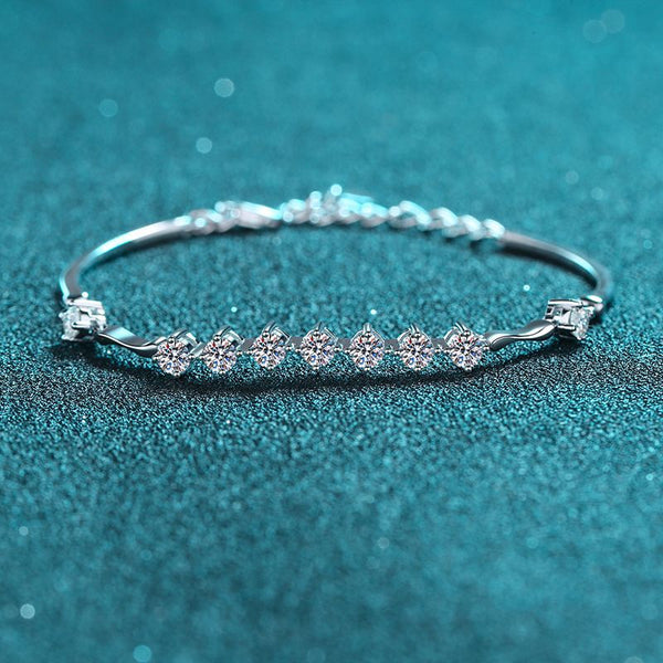 Four-Prong Moissanite Wedding Bracelet