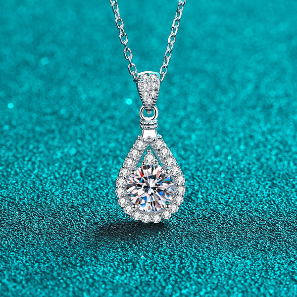 Moissanite Teardrop Wedding Necklace