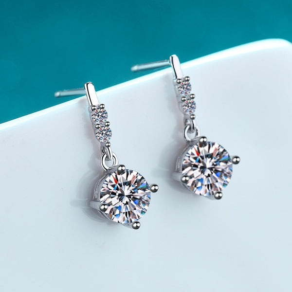 Moissanite Drop Stud Wedding Earrings