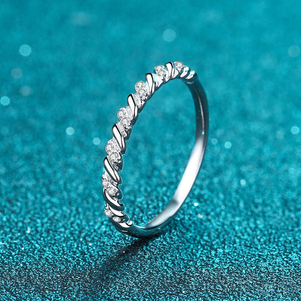 Moissanite Twisted Wedding Band Ring