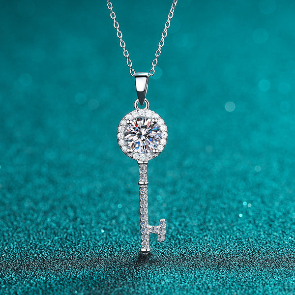 Moissanite Key Pendant Necklace