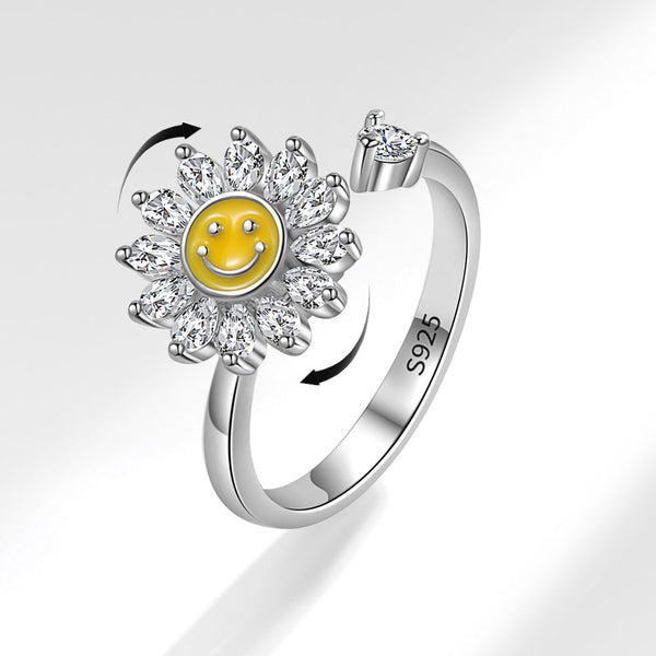 Flower Smiley Anxiety Fidget Spinner Ring