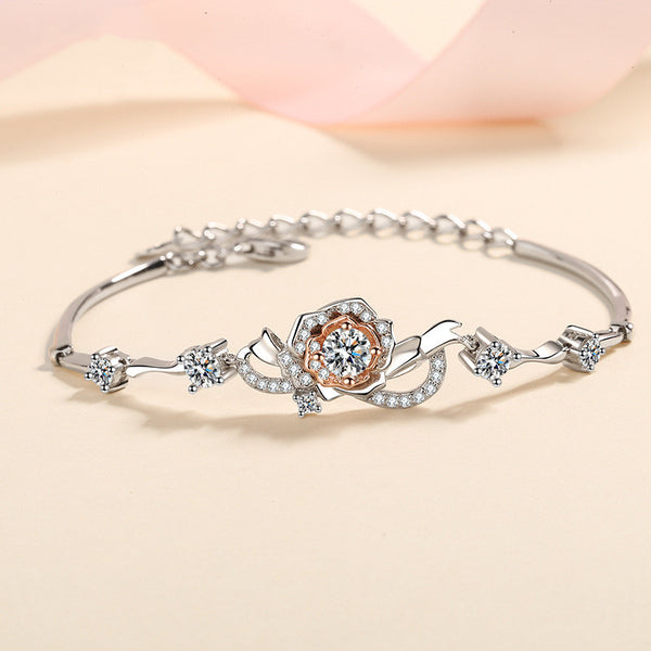 Moissanite Rose Flower Wedding Bracelet