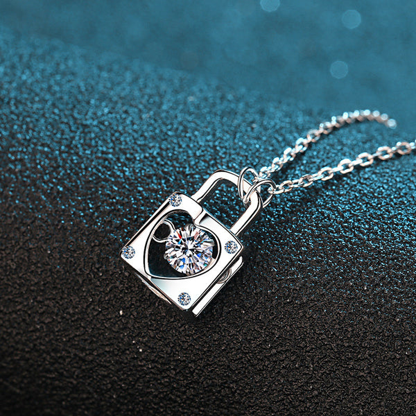 Moissanite Lock Dancing Stone Necklace