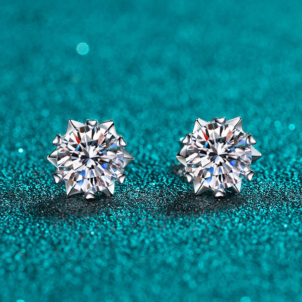 Moissanite Snowflake Wedding Stud Earrings