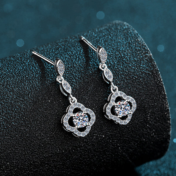 Moissanite Four Leaf Clover Wedding Earrings