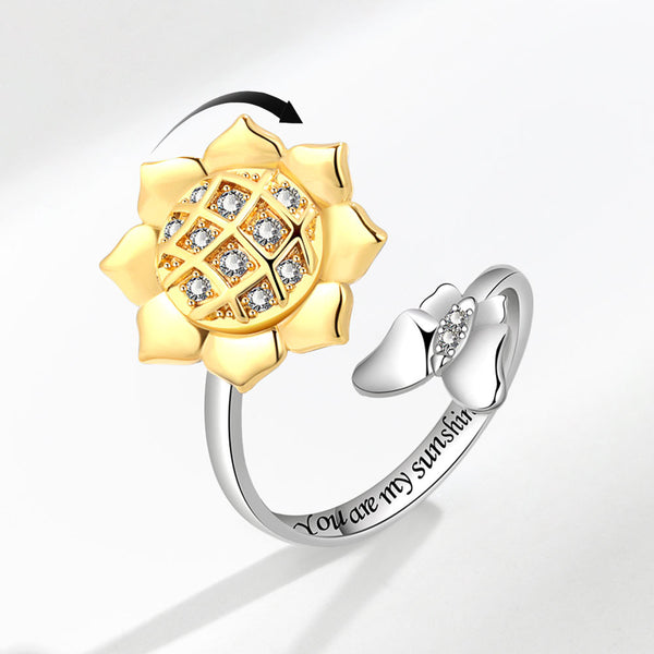 Sunflower Anxiety Fidget Spinner Ring