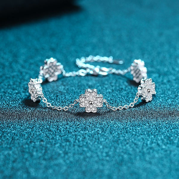 Moissanite Four Leaf Clover Wedding Bracelet