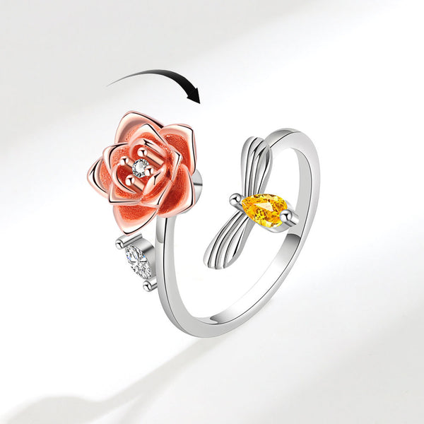 Rose Flower Anxiety Fidget Spinner Ring