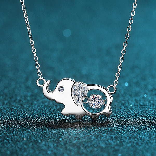 Moissanite Elephant Dancing Stone Necklace