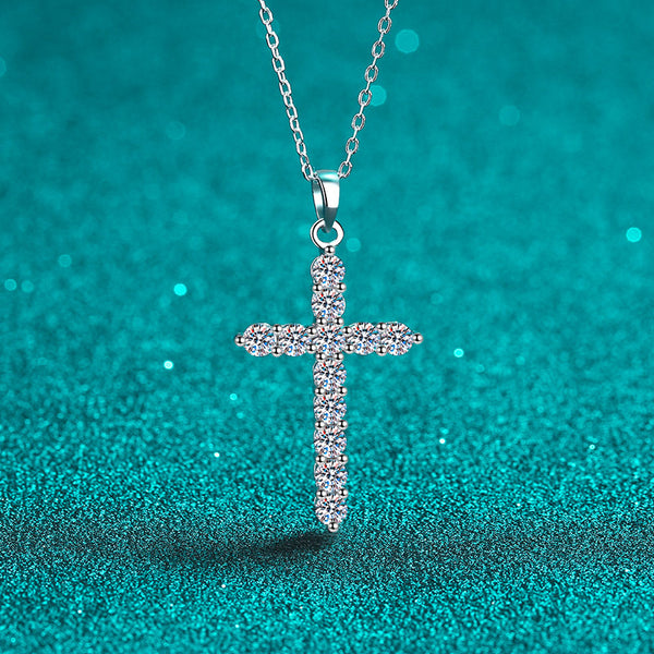 Moissanite Cross Pendant Necklace