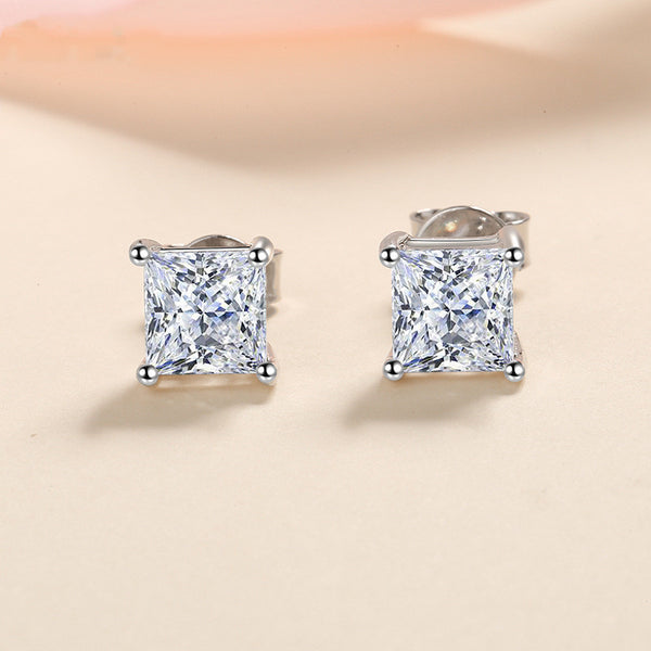 Moissanite Princess Cut Stud Earrings