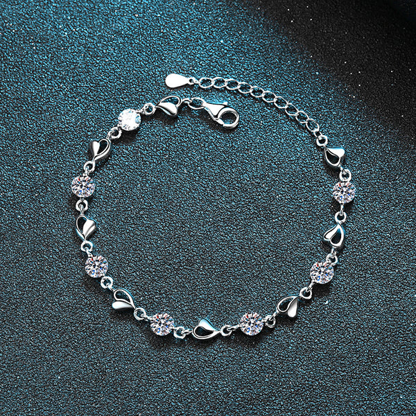 Moissanite Heart Wedding Chain Bracelet