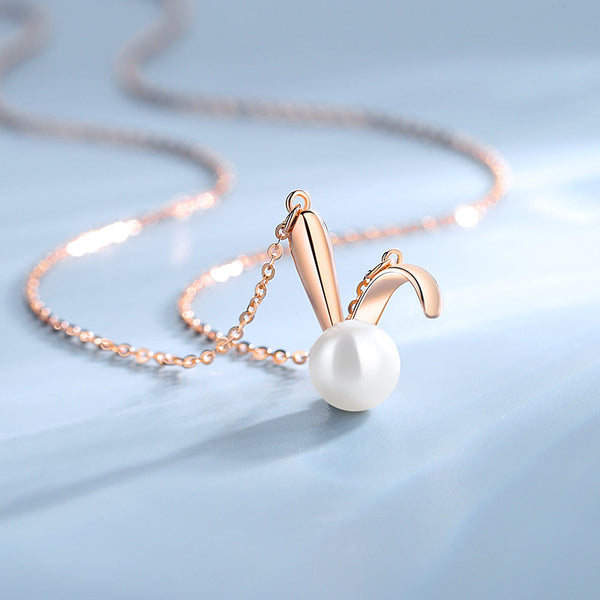 Dainty Pearl Bunny Rabbit Necklace