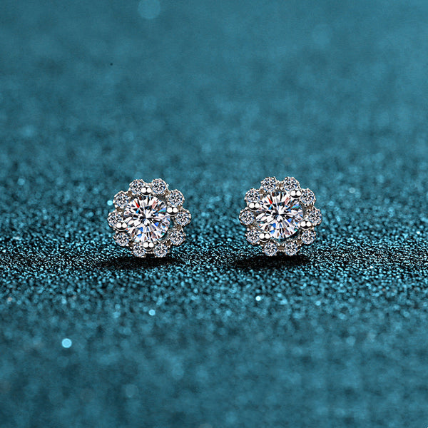 Moissanite Snowflake Stud Earrings