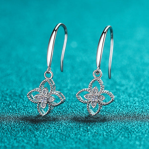 Moissanite Four Leaf Clover Hook Earrings