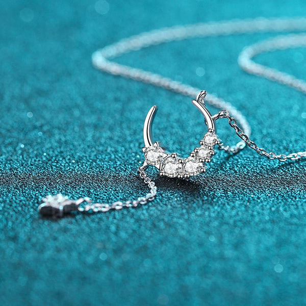 Moissanite Moon Star Wedding Necklace