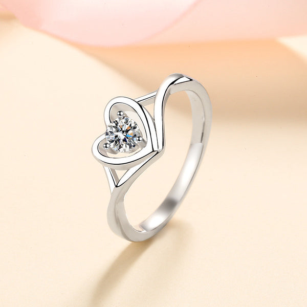 Moissanite Heart Engagement Ring