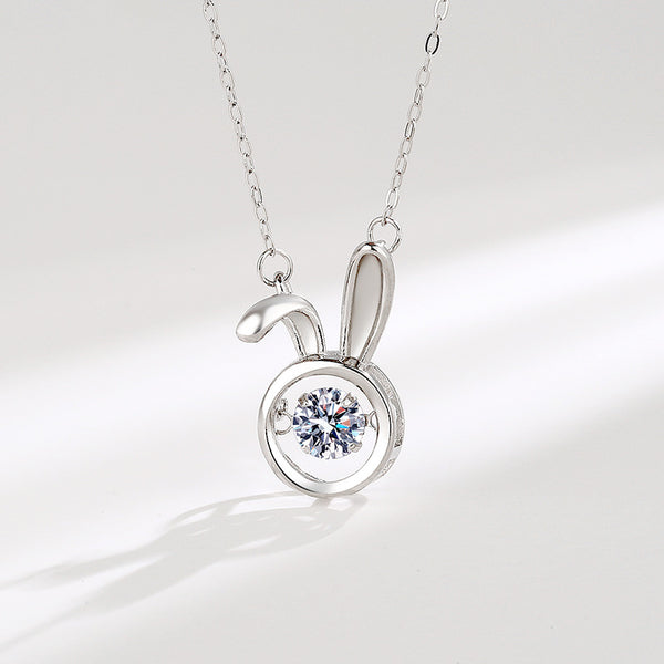 Bunny Rabbit Dancing Stone Charm Necklace