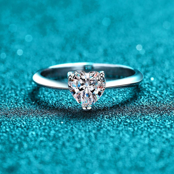 Heart Moissanite Solitaire Engagement Ring