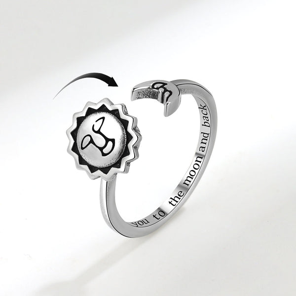 Sun Moon Face Fidget Spinner Ring