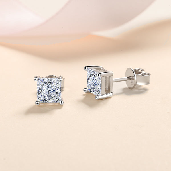 Moissanite Princess Cut Stud Earrings