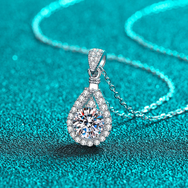 Moissanite Teardrop Wedding Necklace