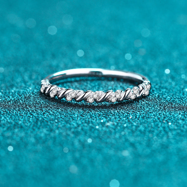 Moissanite Twisted Wedding Band Ring