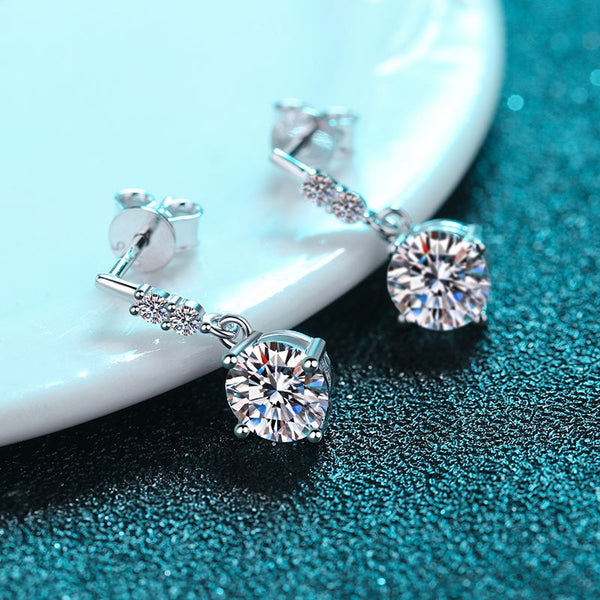 Moissanite Drop Stud Wedding Earrings