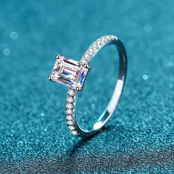 Emerald Cut Moissanite Engagement Ring