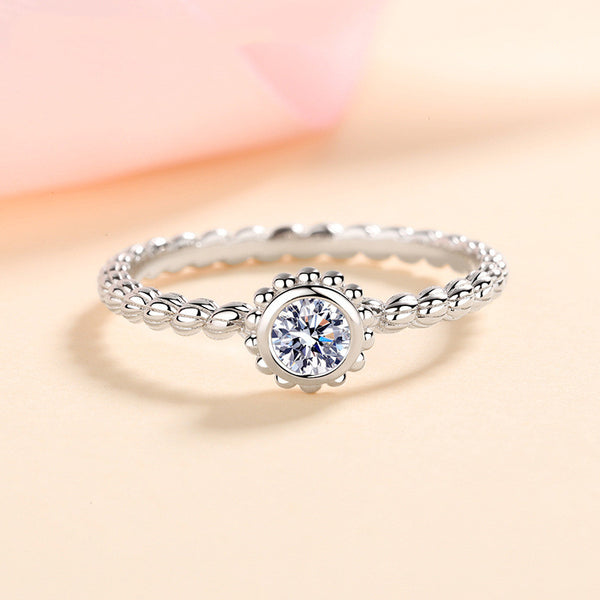 Moissanite Flower Engagement Ring