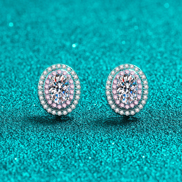 Pink Moissanite Wedding Stud Earrings