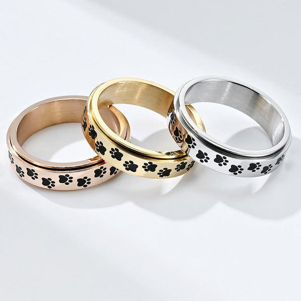 Dog Paw Anxiety Fidget Spinner Band Ring