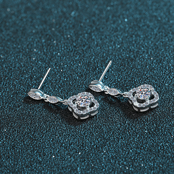 Moissanite Four Leaf Clover Wedding Earrings