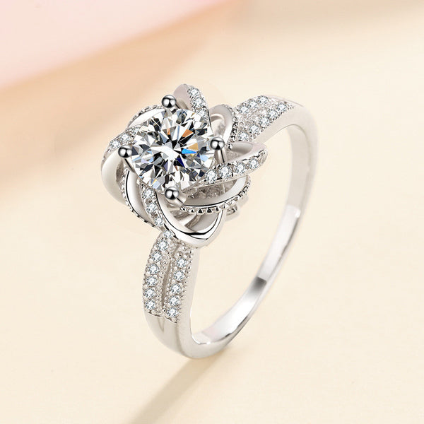 Moissanite Flower Engagement Ring