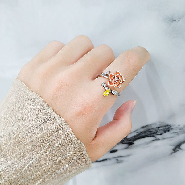 Rose Flower Anxiety Fidget Spinner Ring