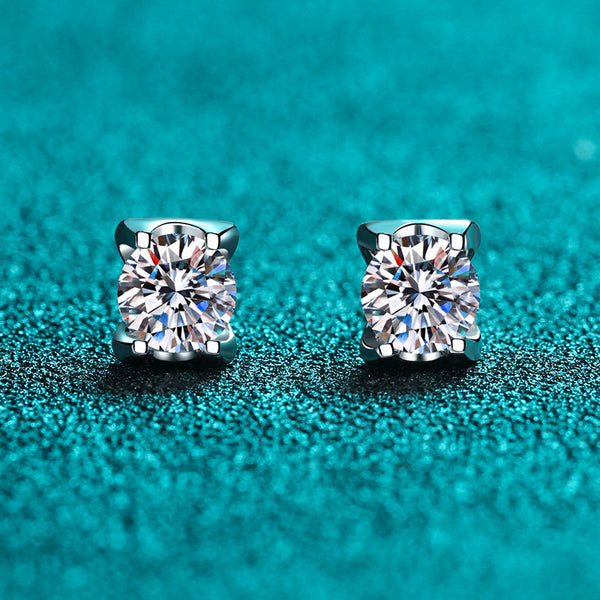 Four-Prong Moissanite Stud Earrings