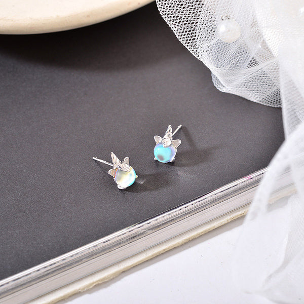 Unicorn Moonstone Tiny Stud Earrings