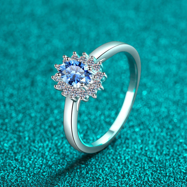 Royal Blue Moissanite Engagement Ring