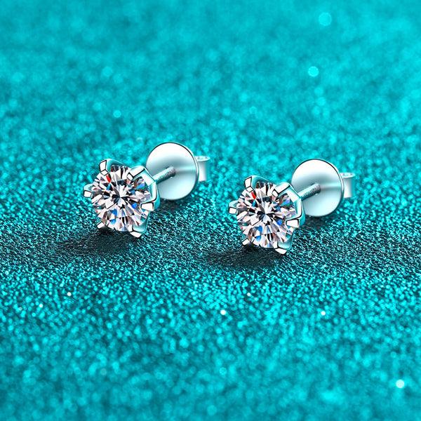 Six-Prong Moissanite Wedding Stud Earrings