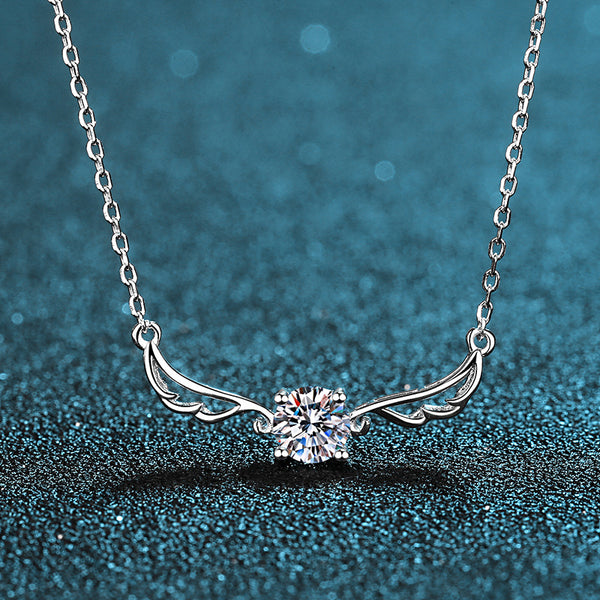 Angel Wing Moissanite Wedding Necklace