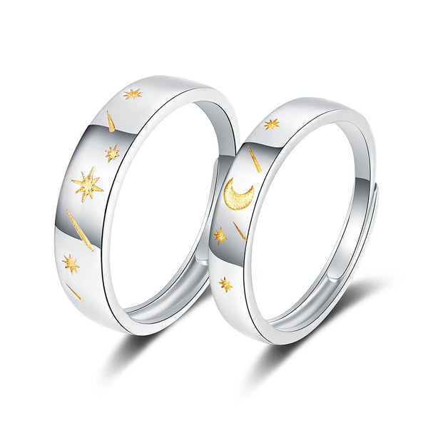 Sun Moon Star Couple Matching Ring