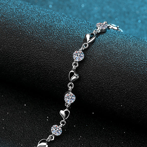 Moissanite Heart Wedding Chain Bracelet