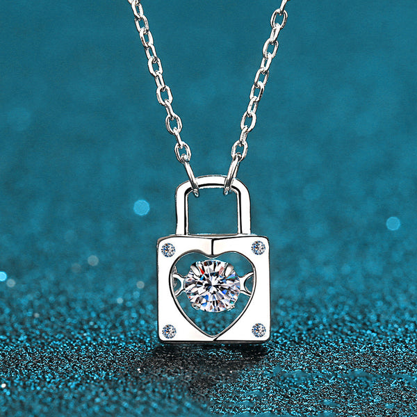 Moissanite Lock Dancing Stone Necklace