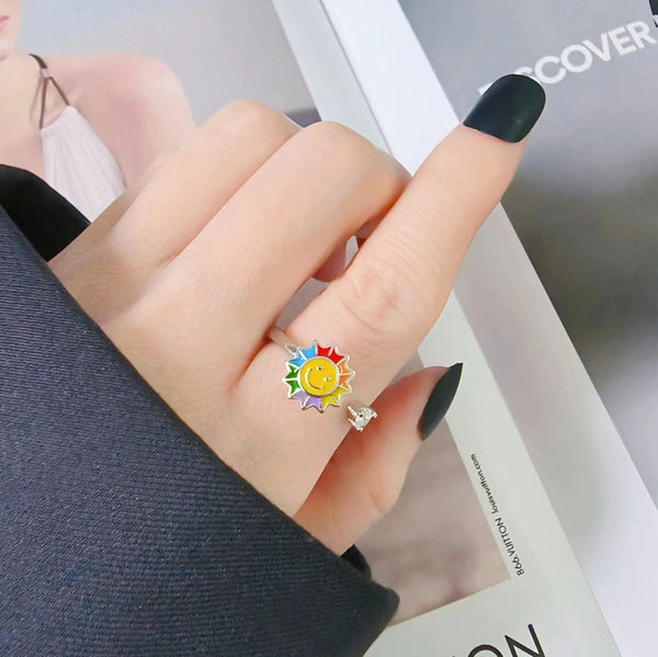 Smiley Sunflower Fidget Spinner Ring