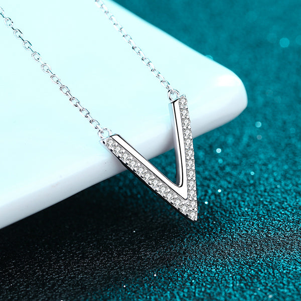 Moissanite V-Shape Wedding Necklace