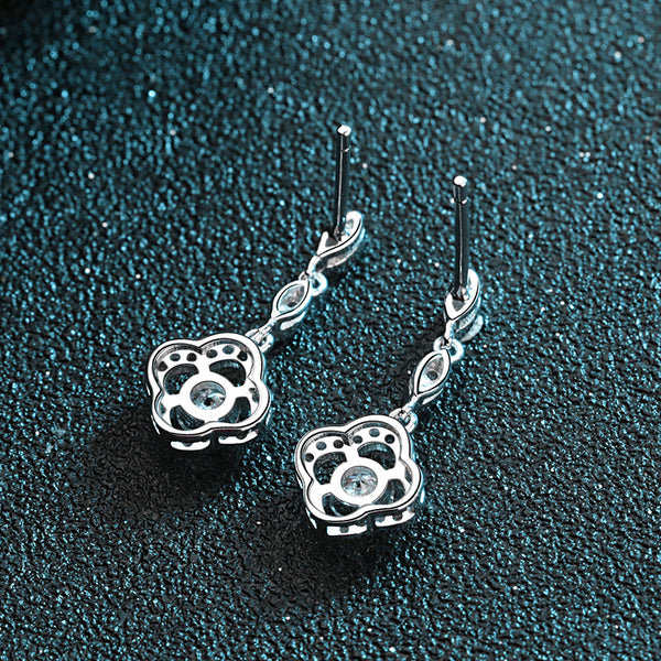 Moissanite Four Leaf Clover Wedding Earrings