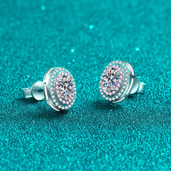 Pink Moissanite Wedding Stud Earrings